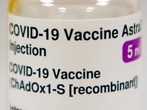 FILE PHOTO: A vial of the Oxford University/AstraZeneca COVID-19 vaccine.