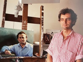 Alan King with portrait of brother, Paul, who owned 'Food for Thought' bookstore in the ByWard Market.