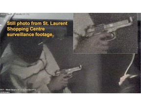 Slide from Ottawa Police Chief's presentation at OPSB meeting. A still from St. Laurent Shopping Centre's surveillance video on Dec. 27.