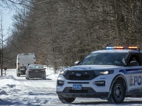 Ottawa police were on the scene investigating a suspicious death Sunday March 7, 2021, after a body was located on a trail off Dobson Lane, south of Richmond.