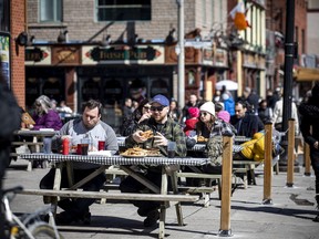Patrons flocked to the market patios to support restaurants as Ottawa was in the red zone on the first day or spring, Saturday, March 20, 2021.