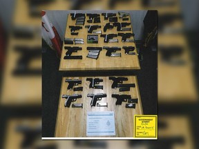 Nineteen firearms that were seized on Sept. 22, 2018 in Canada after they were smuggled into Canada as part of an investigation into Naomi Haynes and Enza Esposito.