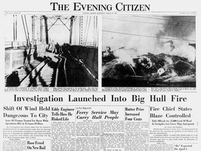 The Citizen's front page on March 30, 1946 showed the damage caused to the Alexandra Bridge by a fire the night before.