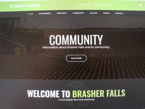 A screen shot of the website for the town of Brasher Falls, N.Y.