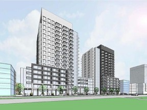 Surface Developments is proposing two towers, 18 and 16 storeys, at 1619-1655 Carling Ave., west of Churchill Avenue.