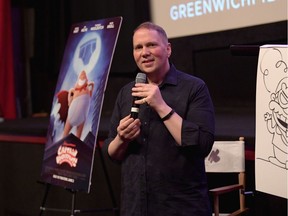 Files: :  Author Dav Pilkey speaks to moviegoers after the screening of Captain Underpants during Greenwich International Film Festival, Day 1 on June 1, 2017 in Greenwich, Connecticut.