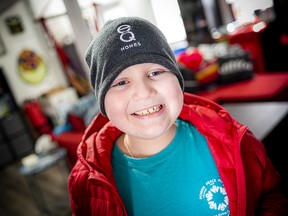 Eight-year-old Oliver Acosta-Pickering in his epic playroom that was his wish. “I think my favourites would be the punching bag and the games table. It is a four-in-one games table; we get to play foosball, we also get to play some slide hockey, some Ping-Pong and basketball,” he said.