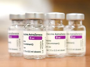 FILE: Empty vials of  AstraZeneca vaccine.
