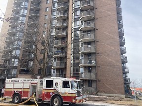 Firefighters have extinguished a fire in a high rise on Deerfield Dr. near Navaho and Baseline.