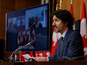 Canada's Prime Minister Justin Trudeau attends a news conference, as efforts continue to help slow the spread of the coronavirus disease (COVID-19), in Ottawa, Ontario, Canada March 5, 2021.