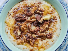 Porridge, walnuts, brown sugar and butter from Towpath.