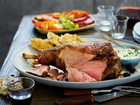 Roasted leg of lamb with tzatziki from Cooking Meat.