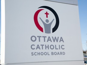 Sign for Ottawa Catholic School Board 570 W Hunt Club Rd, Nepean.
