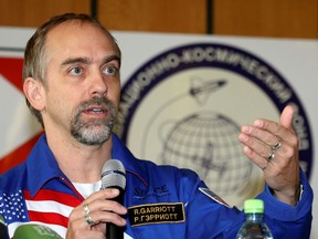 U.S. space tourist Richard Garriott speaks during a news conference at Star City outside Moscow, October 27, 2008.