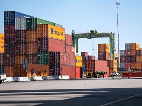 Containers at the Port of Oakland in Oakland, California, U.S., on Tuesday, March 23, 2021.