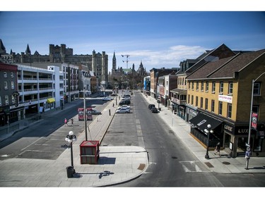 The ByWard Market was far quieter on Saturday than it had been a week earlier, before the introduction of stay-at-home orders by the province.