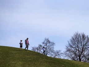 OTTAWA - April 11, 2021 -People were out for fresh air and to get active at Mooney's Bay park Sunday, April 11, 2021. Ottawa is currently in stay-at-home orders issued by the province as the COVID-19 infections rise, setting records this weekend.