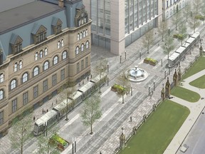 Artist’s concept of the tramway loop on Wellington Street.