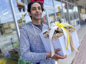 Noor Food Market general manager Nadin Kara donated a food basket, similar to the one shown, to a woman who appealed to several Ottawa food businesses this month looking for handouts. Tuesday, Apr. 27, 2021.