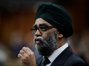 Canada's Minister of National Defence Harjit Sajjan speaks during Question Period in the House of Commons on Parliament Hill in Ottawa, Ontario, Canada March 9, 2020.