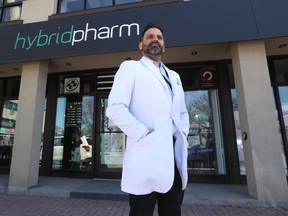 OTTAWA - April 26, 2021 - Rahim Dhalla, pharmacist and owner of Hybrid Pharm, poses for a photo at his store on Richmond Road in Ottawa Monday.  TONY CALDWELL, Postmedia.