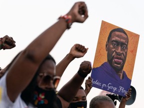 Fists raised, crowds in Atlanta mark the guilty verdict in the trial of Minneapolis police officer Derek Chauvin  for the murder of George Floyd.