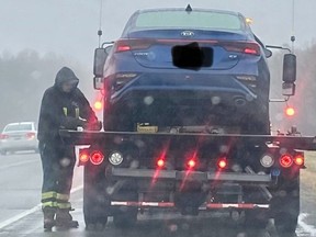 A Leeds OPP officer stopped this vehicle in the rain Wednesday afternoon following a traffic complaint. 191 kph on Hwy401 east of Brockville.