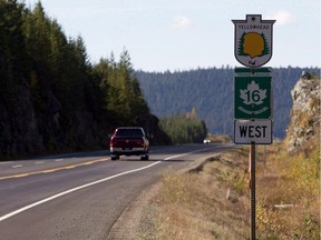 The Yellowhead, Highway 16, near Prince George, B.C., is pictured on October 8, 2012. The small British Columbia Cheslatta Carrier Nation has a decades-long anguished relationship with Highway 16, or the so-called Highway of Tears,