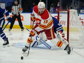 Calgary Flames forward Matthew Tkachuk, the older brother of the Ottawa Senators' Brady Tkachuk.