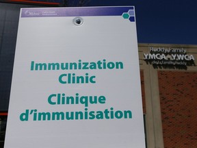 An early April file photo from a Covid-19 vaccination clinic at the Ruddy Family YMCA-YWCA in Orléans.