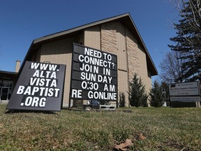 A photo of the signage in front of Alta Vista Baptist Church on Thursday.