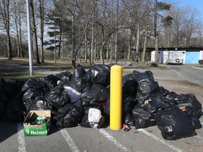 A file taken Tuesday shows the mass of garbage that has been collected at Vincent Massey Park.