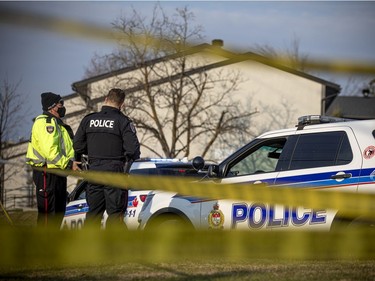 Ottawa police were holding the scene, awaiting the Special Investigations Unit, along Montreal Road near Popeyes Louisiana Kitchen at Ogilvie Road on Sunday, April 4, 2021.