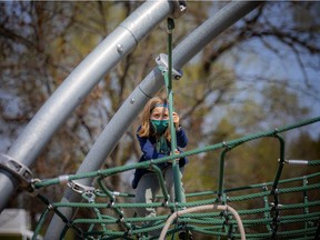 Nine-year-old Claire Hickey was at Mooney's Bay Park on Sunday, a day after the province lifted a ban on using park playgrounds.