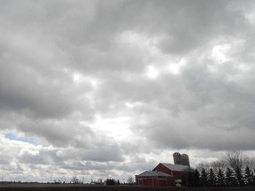 FILE: Grey skies dominate a rural landscape.