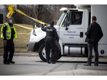 Ottawa police and the Special Investigations Unit were along Montreal Road near Popeyes Louisiana Kitchen at Ogilvie Road on Sunday, April 4, 2021.