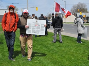 Several copies of the Charter of Rights and Freedoms were on display during last Saturday's anti-lockdown protest in Cornwall.