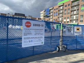 No activity can be seen outside the retirement home construction site near the corner of Princess Street and Midland Avenue in Kingston. The project has been shut down for at least two weeks, it was announced.