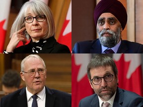 The four ministers of the Apocalypse? Left to right, top row: Patty Hajdu, Harjit Sajjan; Bottom row: Bill Blair and Steven Guilbeault.
