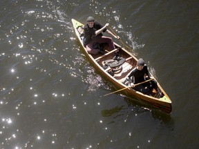 The sunny weather Sunday, May 9, 2021, had people out enjoying the day along the Rideau Canal that had been refilled this past week.