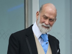 In this file photo taken on June 4, 2016, Britain's Prince Michael of Kent is seen at the Epsom Derby Festival in Surrey, southern England.