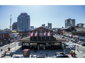 A rooftop view of the ByWard Market, taken in early April. Great shops, excellent tourist potential — at least, that's what we want to think about it.