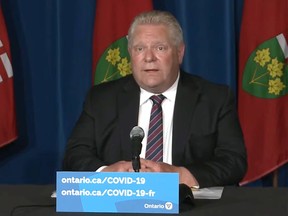 Files: Ontario Premier Doug Ford, speaking  at Queen's Park, announces a plan for a gradual reopening of the province.