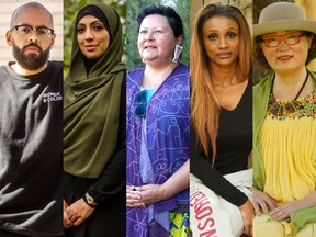 From left, Nathan Hall, Berak Hussain, Elaine Kicknosway, Gwen Madiba and Monica Wu.