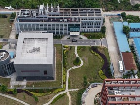 This aerial view shows the P4 laboratory on the campus of the Wuhan Institute of Virology in Wuhan in China's central Hubei province on May 27, 2020.