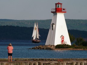 A lighthouse in Baddeck, Nova Scotia.