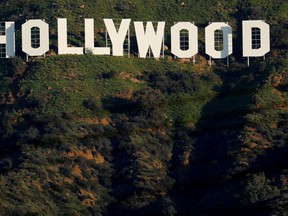 FILE PHOTO: The iconic Hollywood sign is shown on a hillside above a neighborhood in Los Angeles California, U.S., February 1, 2019.