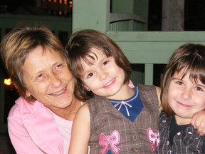 Community activist Patricia Anne Macleod with her granddaughters  (l to r) Tallulah and Hannah Cummings.