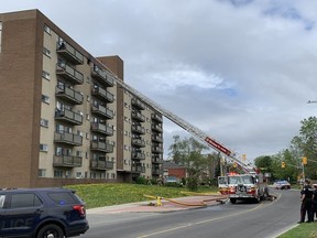 One resident of a building in Parkwood Hills was being assessed by paramedics Sunday morning after a fire at a building at Meadowlands Drive East and Deer Park Road.