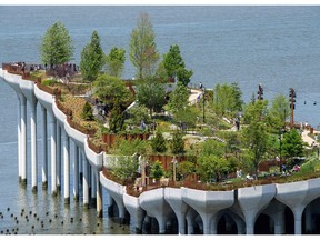 TOPSHOT - View of 'Little Island', a new, free public park in Hudson River Park on May 21, 2021 in New York City.